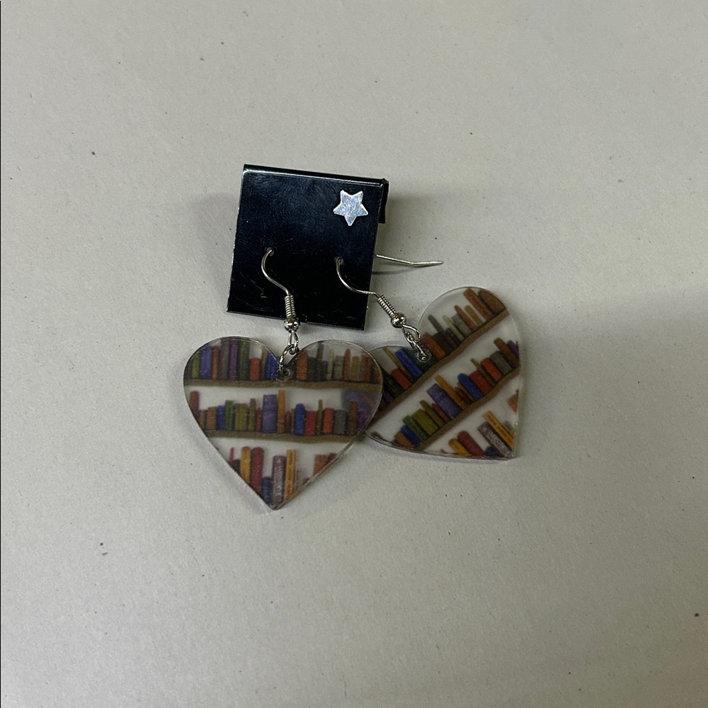 Heart-Shaped Bookshelf Earrings